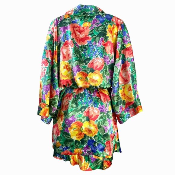 Vintage Victoria's Secret Floral Print Satin Robe - Picture 8 of 10